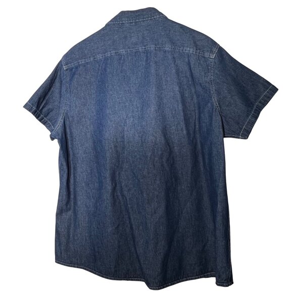 Port & Company Ladies XL Denim Button-Up Shirt Short Sleeve Casual 100% Cotton - Picture 2 of 14